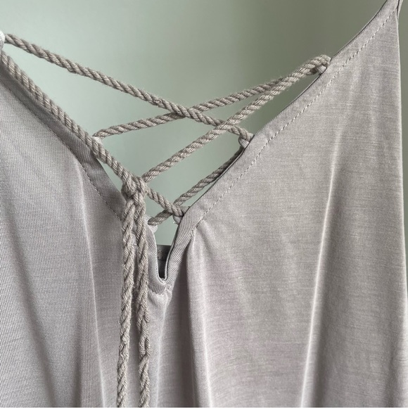 A&F Lace Up Front Crisscross Back Pewter Gray Camisole Top - Picture 6 of 9
